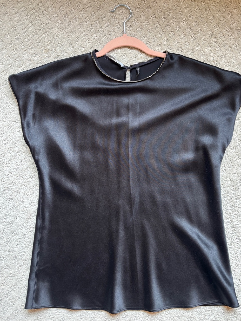 Helmut Lang Black Silk Cap-Sleeve Top